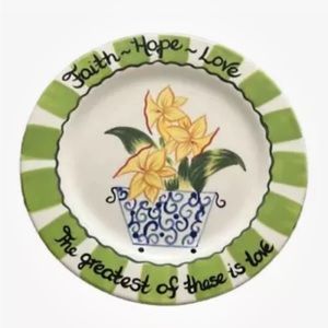 Art of the Spirit Collection Decorative Plate Faith Hope Love 11” Green White
